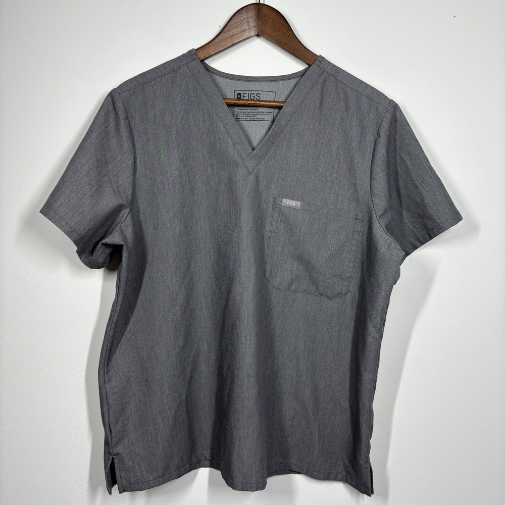 FIGS Womens Catarina One Pocket Scrub Top Size XL Graphite Gray Nurse Medical - Picture 2 of 8